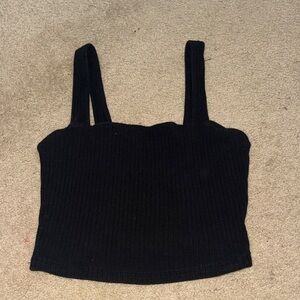 American Eagle Outfitters Black Ribbed Crop Top